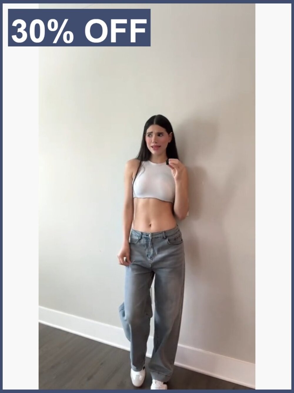 Distressed Wide Leg Jeans - Mid Rise Baggy Y2K Denim Trousers - Picture 6 of 7